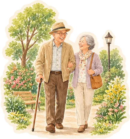 散歩するご夫婦